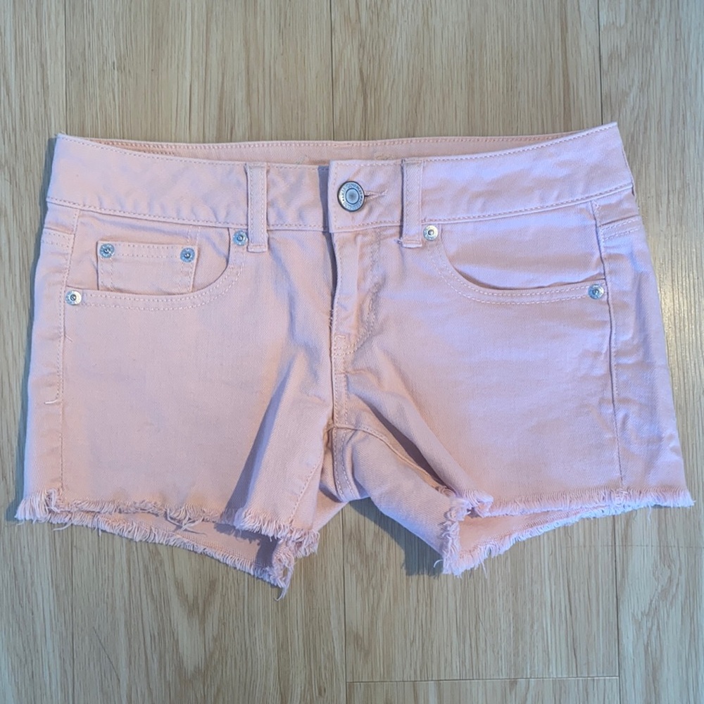 American Eagle pink denim shorts
